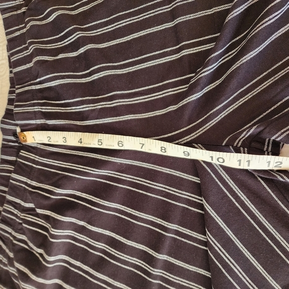 Black Striped Wide Leg Elastic Waistband  100% Cotton Women's Pants Size L NWT - Picture 7 of 7